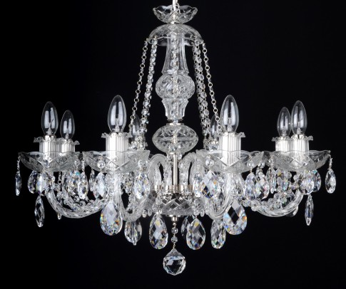 8 Arms silver crystal chandelier with original Swarovski crystal almonds