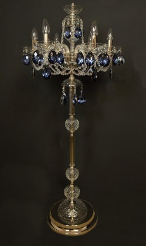 6-arm lamp decorated with large gray-blue almonds