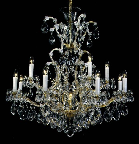 12 flames Maria Theresa crystal chandelier with crystal almonds
