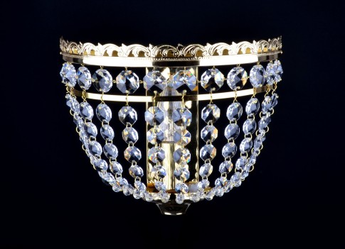 Basket wall light with dlittering cut strass stones
