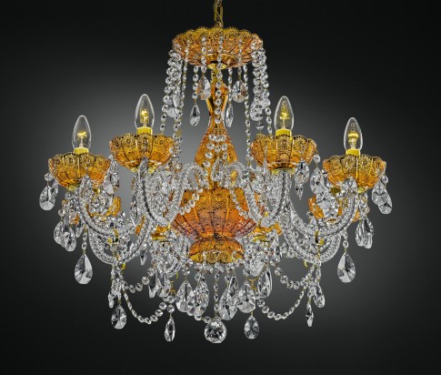 Luxury yellow crystal chandelier 8 bulbs