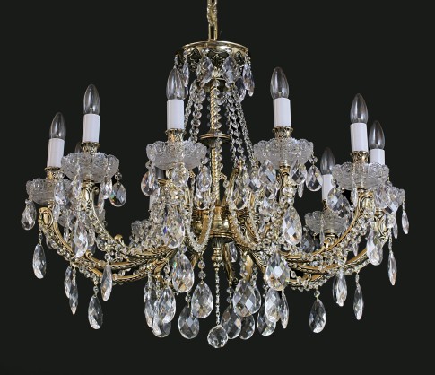 Luxury 10 Arms Crystal cast brass chandelier - Gold brass & PK500 hand cut
