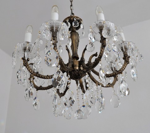 8-arm Luxury cast chandelier vith PK500 hand cut bobeches