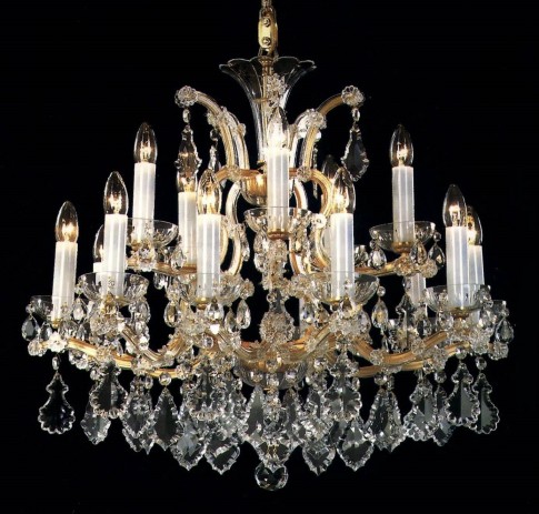 Theresian crystal chandelier with 15 lights for sale