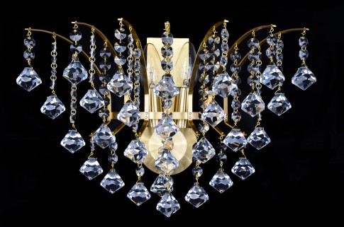 Crown wall light with two bulbs in matt brass