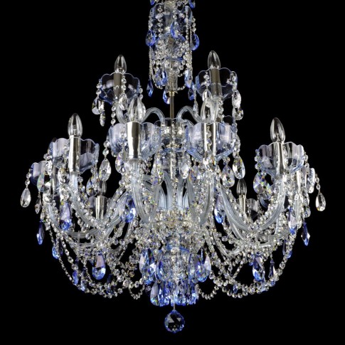 The lower part of the sapphire blue chandelier for the high ceiling
