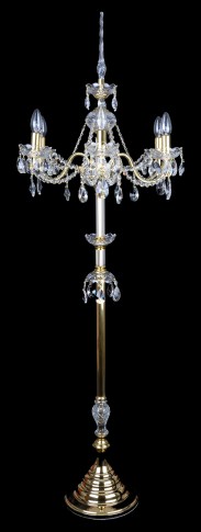High floor lamp with six arms made of gold metal with metal arms