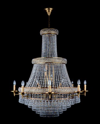 Lámpara de araña con strass de estilo más moderno para escaleras y pasillos - (An. x Alt.) 94 x 108 cm, pátina