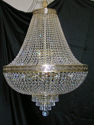 The 18 bulbs Srass basket crystal chandelier with with the cast brass belt